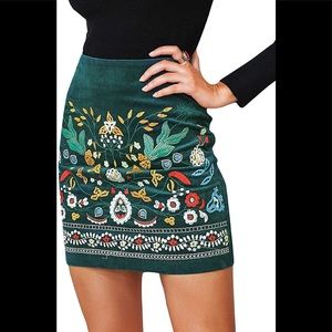 Embroidered Green Skirt